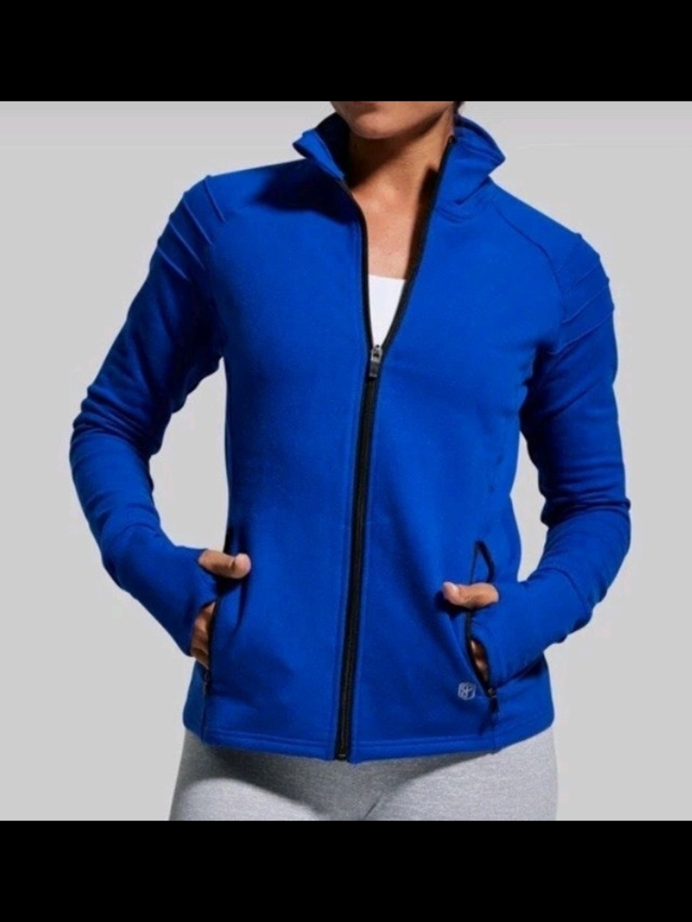 Born Primitive Women Unmatched Moto Zip Up Blue Track Jacket Large